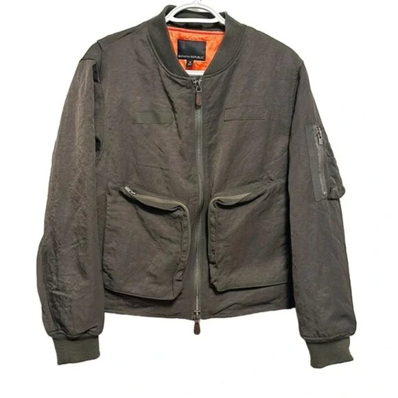 Banana Republic Bomber Jacket in Earth Green Sz M - Picture 1 of 5